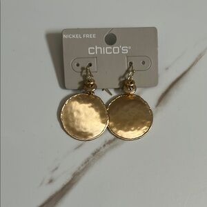 Chico's Gold Statement Earrings Modern Geometric Design